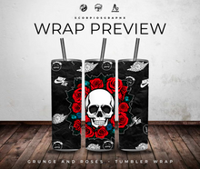 Load image into Gallery viewer, Grunge and Roses Tumbler Wrap PNG | Digital Download
