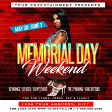 Load image into Gallery viewer, Memorial Day Weekend Flyer Template

