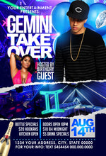 Load image into Gallery viewer, Gemini Birthday Flyer Template
