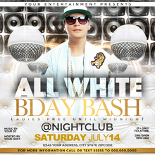 Load image into Gallery viewer, All White Birthday Party Flyer Template
