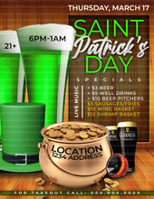 Load image into Gallery viewer, St Patricks Day Menu Flyer
